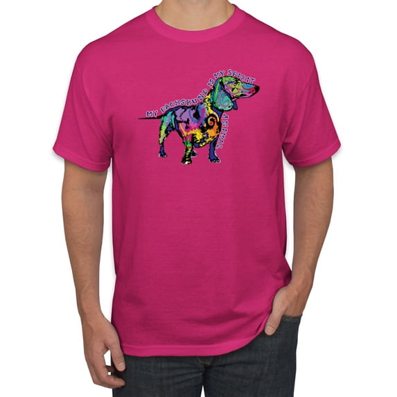 Wild Bobby, Colorful Dachshund Is My Spirit Animal Lover Men's Graphic T-Shirt, Fuschia, Small