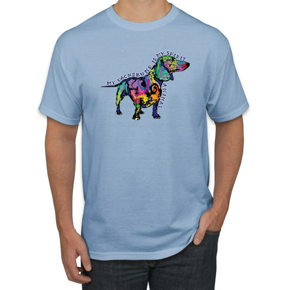 Wild Bobby, Colorful Dachshund Is My Spirit Animal Lover Men's Graphic T-Shirt, Light Blue, 5XL