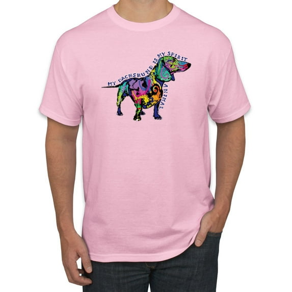 Wild Bobby, Colorful Dachshund Is My Spirit Animal Lover Men's Graphic T-Shirt, Light Pink, 2XL