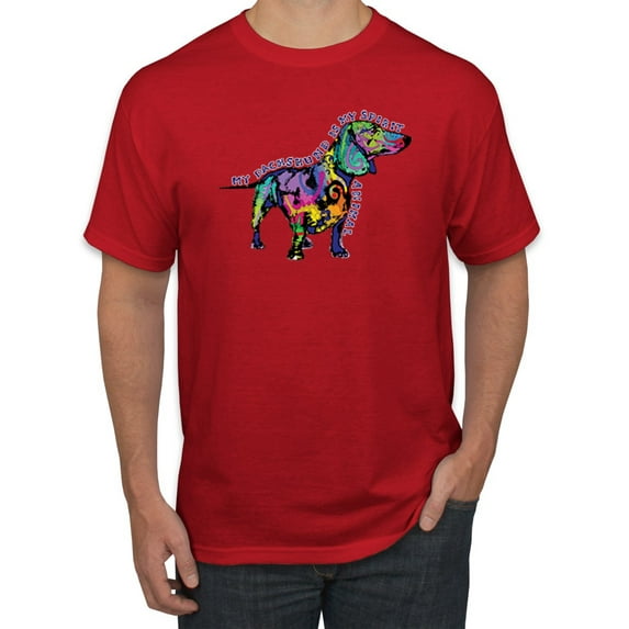 Wild Bobby, Colorful Dachshund Is My Spirit Animal Lover Men's Graphic T-Shirt, Red, 5XL