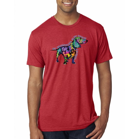 Wild Bobby, Colorful Dachshund Is My Spirit Animal Lover Mens Premium Tri Blend T-Shirt, Vintage Red, Small