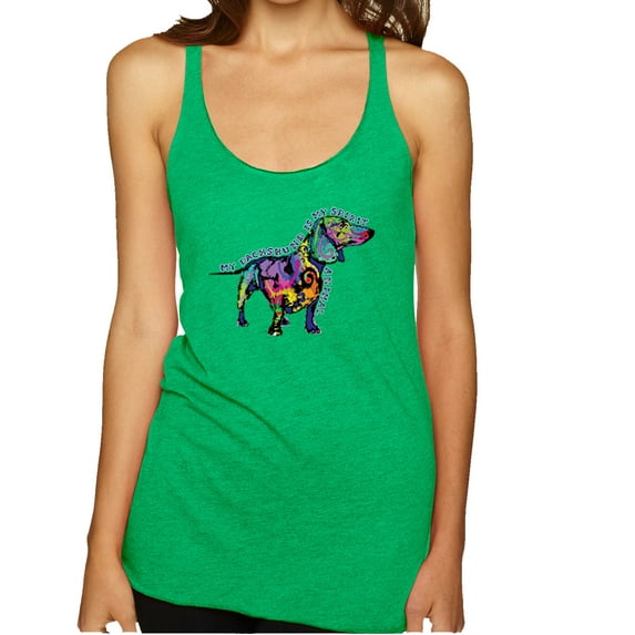 Wild Bobby, Colorful Dachshund Is My Spirit Animal Lover Tri-Blend Racerback Tank Top, Envy, Small