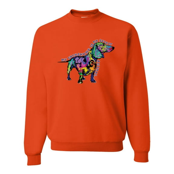 Wild Bobby, Colorful Dachshund Is My Spirit Animal Lover Unisex Crewneck Graphic Sweatshirt, Orange, 2XL