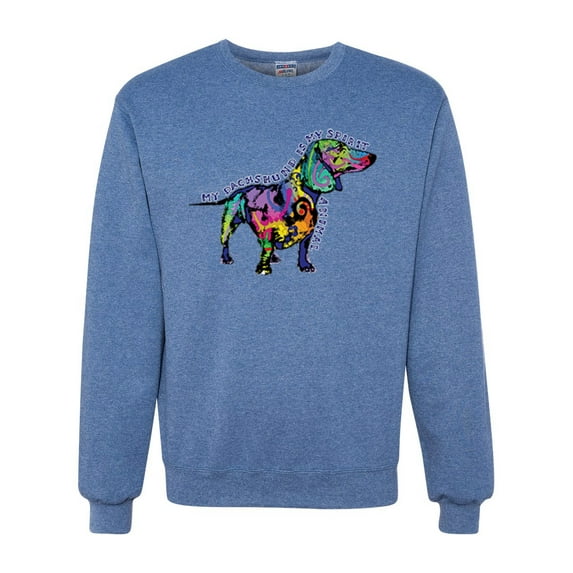Wild Bobby, Colorful Dachshund Is My Spirit Animal Lover Unisex Crewneck Graphic Sweatshirt, Vintage Heather Blue, X-Large