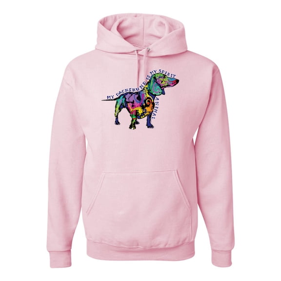 Wild Bobby, Colorful Dachshund Is My Spirit Animal Lover Unisex Graphic Hoodie Sweatshirt, Light Pink, 2XL