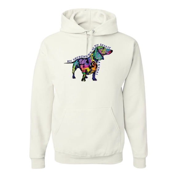 Wild Bobby, Colorful Dachshund Is My Spirit Animal Lover Unisex Graphic Hoodie Sweatshirt, White, X-Large