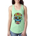 thumbnail image 1 of Wild Bobby, Colorful Floral Sugar Skull Streetwear Ladies Racerback Tank Top, Mint, Large, 1 of 3
