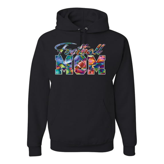 Wild Bobby,Colorful Football Mom Sports Unisex Graphic Hoodie Sweatshirt, Black, Small