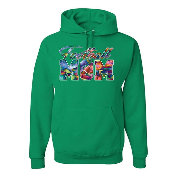 Wild Bobby,Colorful Football Mom Sports Unisex Graphic Hoodie Sweatshirt, Kelly, Large