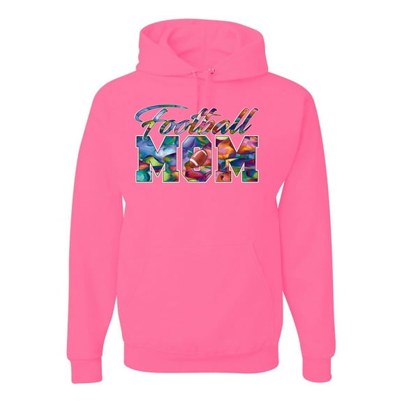 Wild Bobby,Colorful Football Mom Sports Unisex Graphic Hoodie Sweatshirt, Neon Pink, X-Large