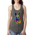thumbnail image 1 of Wild Bobby, Colorful Happy German Shepherd Dog Animal Lover Ladies Racerback Tank Top, Dark Grey, Small, 1 of 3