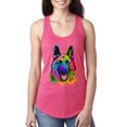 thumbnail image 1 of Wild Bobby, Colorful Happy German Shepherd Dog Animal Lover Ladies Racerback Tank Top, Hot Pink, Large, 1 of 3