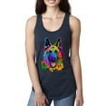 thumbnail image 1 of Wild Bobby, Colorful Happy German Shepherd Dog Animal Lover Ladies Racerback Tank Top, Navy, X-Large, 1 of 3