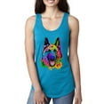 thumbnail image 1 of Wild Bobby, Colorful Happy German Shepherd Dog Animal Lover Ladies Racerback Tank Top, Turquoise, Large, 1 of 3