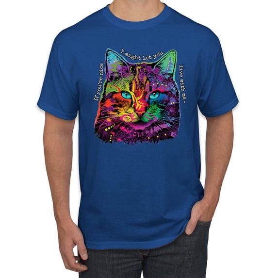 Wild Bobby, Colorful Happy German Shepherd Dog Animal Lover Men's Graphic T-Shirt, Royal, 5XL