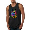 thumbnail image 1 of Wild Bobby, Colorful Happy German Shepherd Dog Animal Lover Mens Graphic Tank Top, Black, Small, 1 of 3