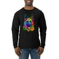 thumbnail image 1 of Wild Bobby, Colorful Happy German Shepherd Dog Animal Lover Mens Long Sleeve Shirt, Black, Small, 1 of 3