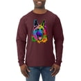 thumbnail image 1 of Wild Bobby, Colorful Happy German Shepherd Dog Animal Lover Mens Long Sleeve Shirt, Maroon, Small, 1 of 3