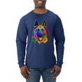thumbnail image 1 of Wild Bobby, Colorful Happy German Shepherd Dog Animal Lover Mens Long Sleeve Shirt, Navy, Medium, 1 of 3
