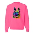 thumbnail image 1 of Wild Bobby, Colorful Happy German Shepherd Dog Animal Lover Unisex Crewneck Graphic Sweatshirt, Neon Pink, Medium, 1 of 3