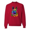 thumbnail image 1 of Wild Bobby, Colorful Happy German Shepherd Dog Animal Lover Unisex Crewneck Graphic Sweatshirt, Red, Medium, 1 of 3