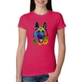 thumbnail image 1 of Wild Bobby, Colorful Happy German Shepherd Dog Animal Lover Womens Slim Fit Junior Tee, Raspberry, 2XL, 1 of 3