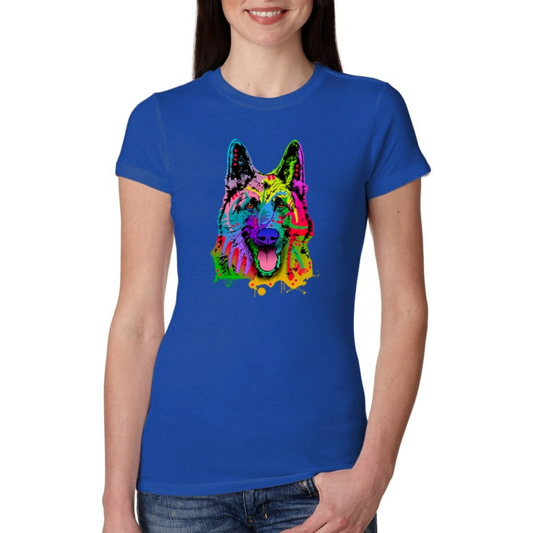 Wild Bobby Colorful Happy German Shepherd Dog Animal Lover Womens