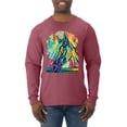 thumbnail image 1 of Colorful Horse Head Animal Lover Mens Long Sleeve Shirt, Vintage Heather Red, Medium, 1 of 3