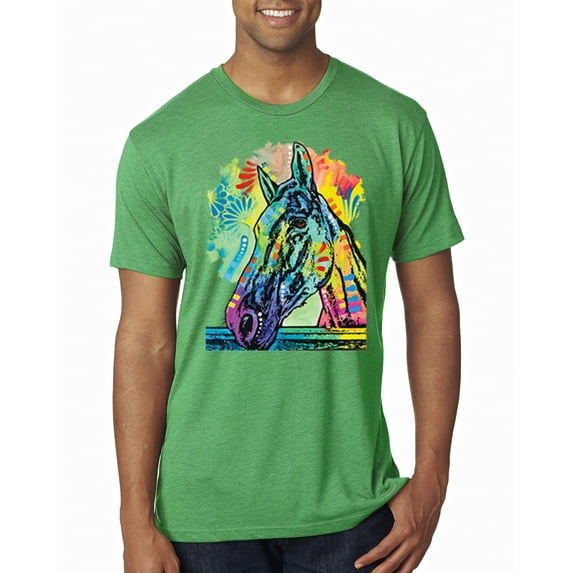 Colorful Horse Head Animal Lover Mens Premium Tri Blend T-Shirt, Envy, Small