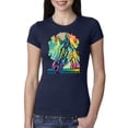 thumbnail image 1 of Wild Bobby, Colorful Horse Head Animal Lover Womens Slim Fit Junior Tee, Navy, X-Large, 1 of 3