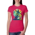 thumbnail image 1 of Colorful Horse Head Animal Lover Womens Slim Fit Junior Tee, Raspberry, Small, 1 of 3