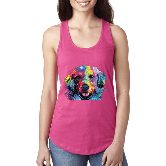 Wild Bobby, Colorful Labrador Retriever Animal Lover Ladies Racerback Tank Top