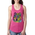 thumbnail image 1 of Wild Bobby, Colorful Majestic Neon Atric Wolf | Dean Russo Art Animal Lover Ladies Racerback Sleeveless Top, Raspberry, M, 1 of 5
