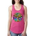 thumbnail image 1 of Wild Bobby Colorful Mushroom Retro Puff Print Fashion Ladies Racerback Tank Top, Raspberry, X-Large, 1 of 6