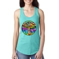 thumbnail image 1 of Wild Bobby Colorful Mushroom Retro Puff Print Fashion Ladies Racerback Tank Top, Tahiti Blue, Small, 1 of 6