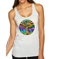 thumbnail image 1 of Wild Bobby Colorful Mushroom Retro Puff Print Fashion Tri-Blend Racerback Tank Top, Heather White, Medium, 1 of 6
