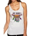 thumbnail image 1 of Wild Bobby, Colorful Neon Be Brave Dreamcatcher | Dean Russo Art Pop Culture Tri-Blend Racerback Tank Top, Heather White, Large, 1 of 6