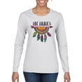 thumbnail image 1 of Wild Bobby, Colorful Neon Be Brave Dreamcatcher | Dean Russo Art Pop Culture Womens Long Sleeve T-Shirt, White, Medium, 1 of 6