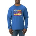 thumbnail image 1 of Wild Bobby, Colorful Neon Flag Hearts Love, Streetwear, Men Long Sleeve Shirt, Royal, Medium, 1 of 3