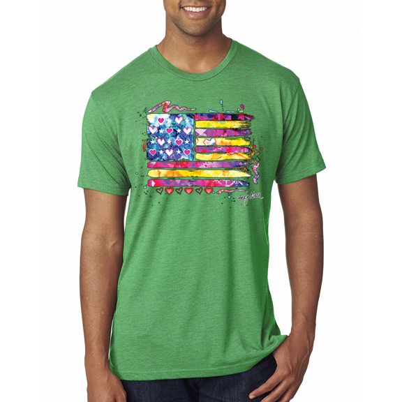 Wild Bobby, Colorful Neon Flag Hearts Love, Streetwear, Men Premium Tri Blend Tee, Envy, Small