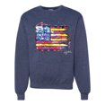 thumbnail image 1 of Wild Bobby, Colorful Neon Flag Hearts Love, Streetwear, Unisex Crewneck Graphic Sweatshirt, Vintage Heather Navy, Small, 1 of 3