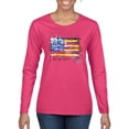 thumbnail image 1 of Wild Bobby, Colorful Neon Flag Hearts Love, Streetwear, Women Graphic Long Sleeve Tee, Fuschia, Small, 1 of 3