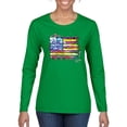 thumbnail image 1 of Wild Bobby, Colorful Neon Flag Hearts Love, Streetwear, Women Graphic Long Sleeve Tee, Kelly, 2XL, 1 of 3