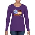 thumbnail image 1 of Wild Bobby, Colorful Neon Flag Hearts Love, Streetwear, Women Graphic Long Sleeve Tee, Purple, 2XL, 1 of 3