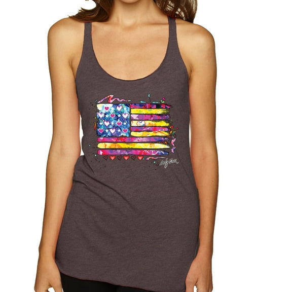 Wild Bobby, Colorful Neon Flag Hearts Love, Streetwear, Women Tri-Blend Racerback Tank Top, Brown, X-Large