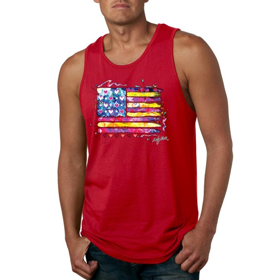 Wild Bobby, Colorful Neon Flag, Streetwear, Men Graphic Tank Top, Red, Large