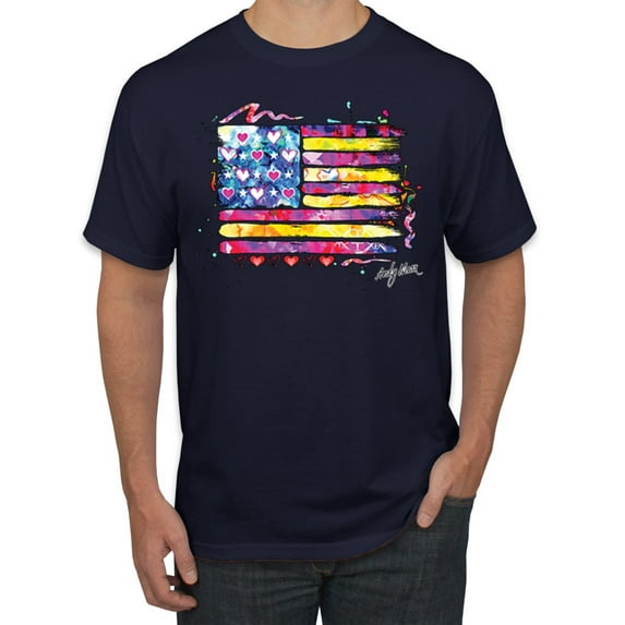 Wild Bobby, Colorful Neon Flag, Streetwear, Men Graphic Tee, Navy, Medium