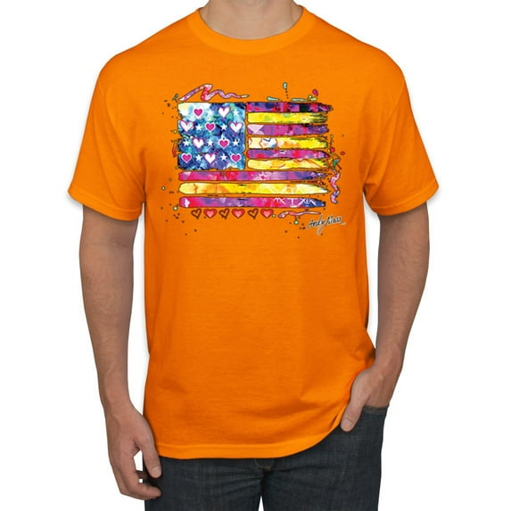 Wild Bobby, Colorful Neon Flag, Streetwear, Men Graphic Tee, Orange, Medium
