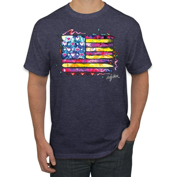 Wild Bobby, Colorful Neon Flag, Streetwear, Men Graphic Tee, Vintage Heather Navy, 4XL