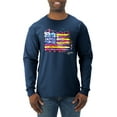 thumbnail image 1 of Wild Bobby, Colorful Neon Flag, Streetwear, Men Long Sleeve Shirt, Vintage Heather Navy, 3XL, 1 of 3